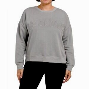 NWT- CUPCAKES AND CASHMERE Grey Oversized Los Angeles Crewneck Sweatshirt